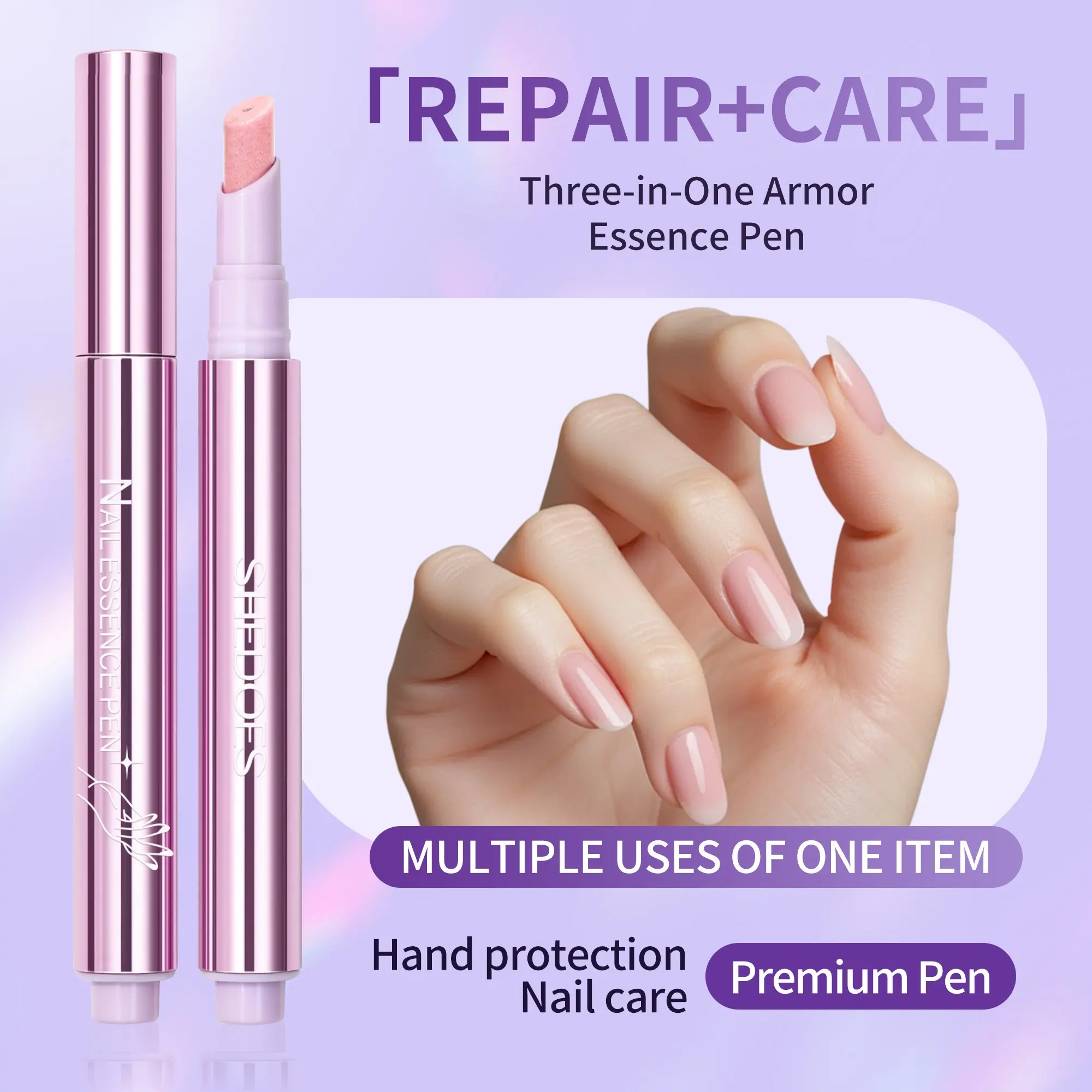 Nail Essence Pen, Press-Release Oil Pen for Nail Care, Dead Skin Removal, Nail Protection, Cuticle Push Prevention, Exfoliation, Moisturizing