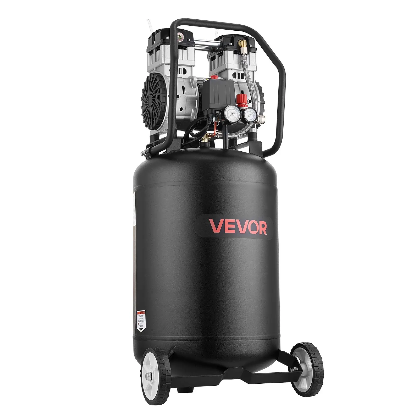 VEVOR 20-Gallon Oil-Free Air Compressor, 2HP Oil-Free Motor, 4.5 SCFM at 90PSI, 125PSI Carbon Steel Tank, Wheels & Handle, 120V Power Tools for Spray Painting, Tire Inflate, DIY Projects