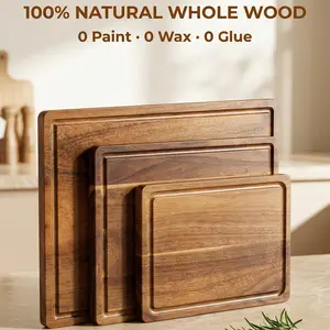 Acacia wood cutting board, thickened solid wood chopping board, food-grade, thickened chopping board for rolling dough, camping and picnic wooden tray