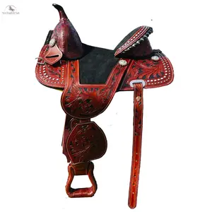 Resistance Adults Western Pleasure Trail Treeless Leather Horse Saddle Rawhide Cantle
