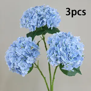 3pcs Real Touch Hydrangea Artificial Flowers, Decorative Faux Flowers for Home Floral Arrangements Wedding Bouquets Kitchen Table Centerpiece Decorations