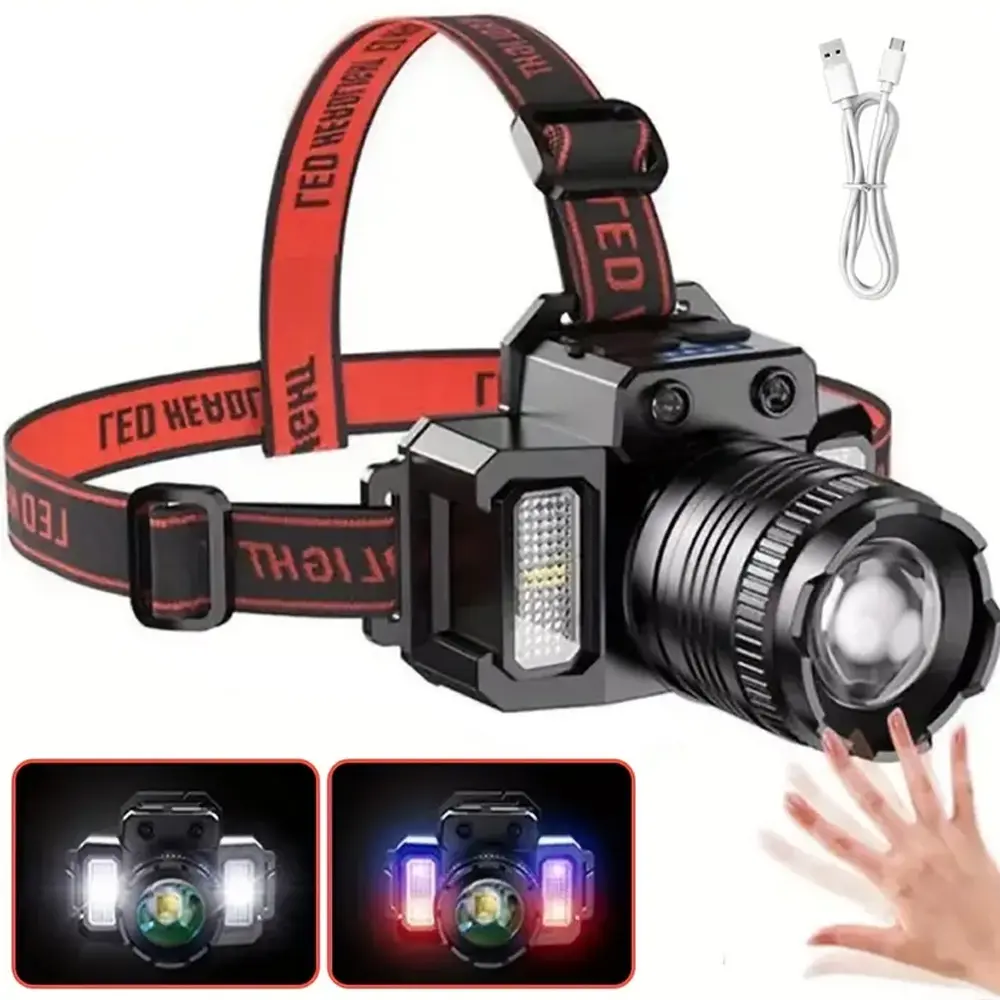 USB Rechargeable LED Headlamp with Headband - 1500 Lumens, 5 Gears, 300m Range, Waterproof, Adjustable Beam for Camping, Hiking #GLOBAL PICKS, High Power Flashlights, Usb Rechargeable Headlamp