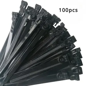 100pcs Heavy-Duty Reusable Zip Ties - Secure Locking & Adjustable for Home/Office Organization