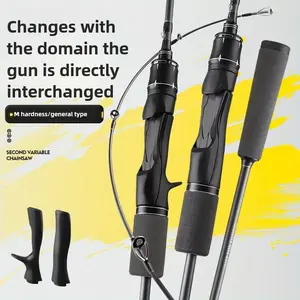 Carbon Fiber Fishing Rod with Convertible Handle, Medium Power Fast Action fishing pole, Ceramic Guides, Perfect for Casting & Spinning