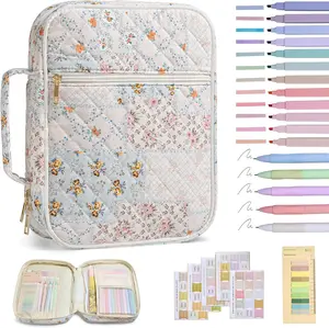 Bible Cover Case for Women Large Bible Cover with Durable Handle Quilted Bible Carrying Case for Girls Bible Study Supplies Accessories (Spliced Flower, Spliced Flower) YKFLY