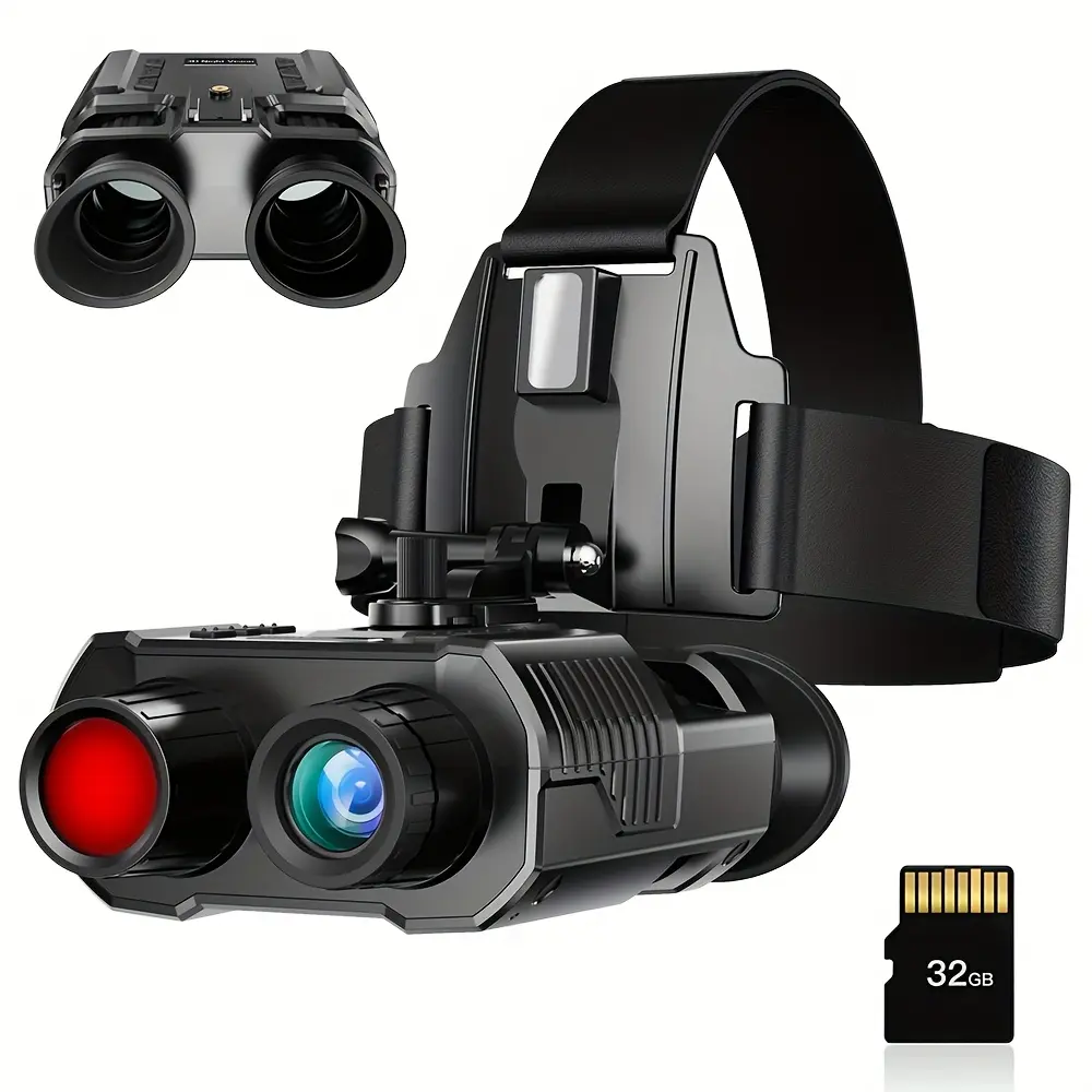 Head Mounted Night Vision Goggles for Adults, 3D Dual-Screen Binoculars with 1080p Full HD Video, 3W High-Power IR for Camping & Hunting, Camping Gear, High Definition Binoculars, Head Mounted Binoculars
