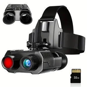 HD Infrared Night Vision Binoculars - 8x Digital Zoom, Hands-Free Headmount, Full HD Video & 12MP Photos, Helmet Compatible, 300m Range with 32GB Memory Card Included, Adult, 1080P, Visual Distance