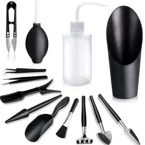 13PCS Succulent Tools, Mini Garden Tool Set, Transplanting Tools Set, Succulent Care kit for Succulent Miniature Gardening Plant, Black