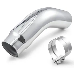 fathersdaygift VEVOR Elbow Exhaust Tip, 5 Inch Inlet, 6 Inch Outlet, 23 in Overall Length, Chrome Turn Down Exhaust Tip with Clamp for Truck, Sedan, Sports Car, SUV, Chrome Structure for High Temperature Resistance