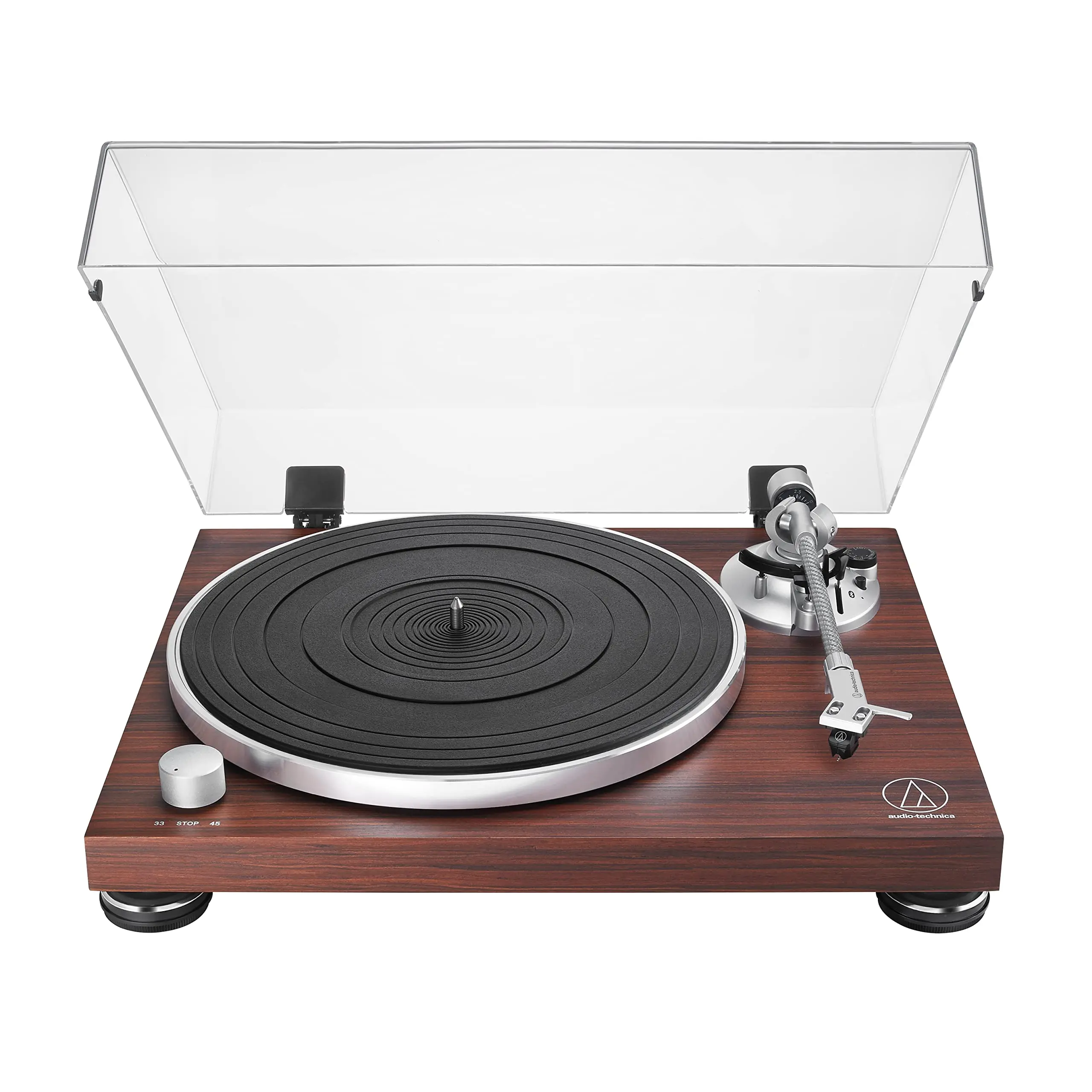 Audio-Technica AT-LPW50BT-RW Manual Belt-Drive Vinyl Record Player - Collectibles, Dual-Speed, High-Fidelity Audio, Aluminum Platter, Rubber Components, Adjustable Settings, Bluetooth Functionality, Rosewood Finish
