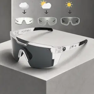 High-Quality Square Photochromic Sunglasses — Unisex Single-Lens Cycling Shades, heatwave Z87+ Certified, UV400 Protection