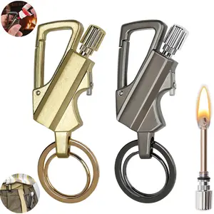 Permanent Match Bottle Opener Metal Keychain, Reusable Survival Fire Starter Lighter, Emergency Waterproof Striker Stick Kit