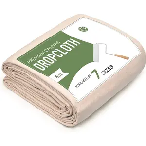 Canvas Drop Cloth by , Pack of 1   Drop Cloth,  Recycled Cotton, All Purpose Painters Drop Cloth, Cotton Canvas Tarp Cover for Painter Furniture & Floor Protection (4x5 FT)