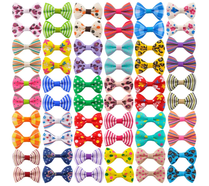 Small Dog Hair Bows with Grooming Clips, Pet Accessories for Holding Hair, 60Pcs (30 Pairs) Doggy Gifts, Holds Hair