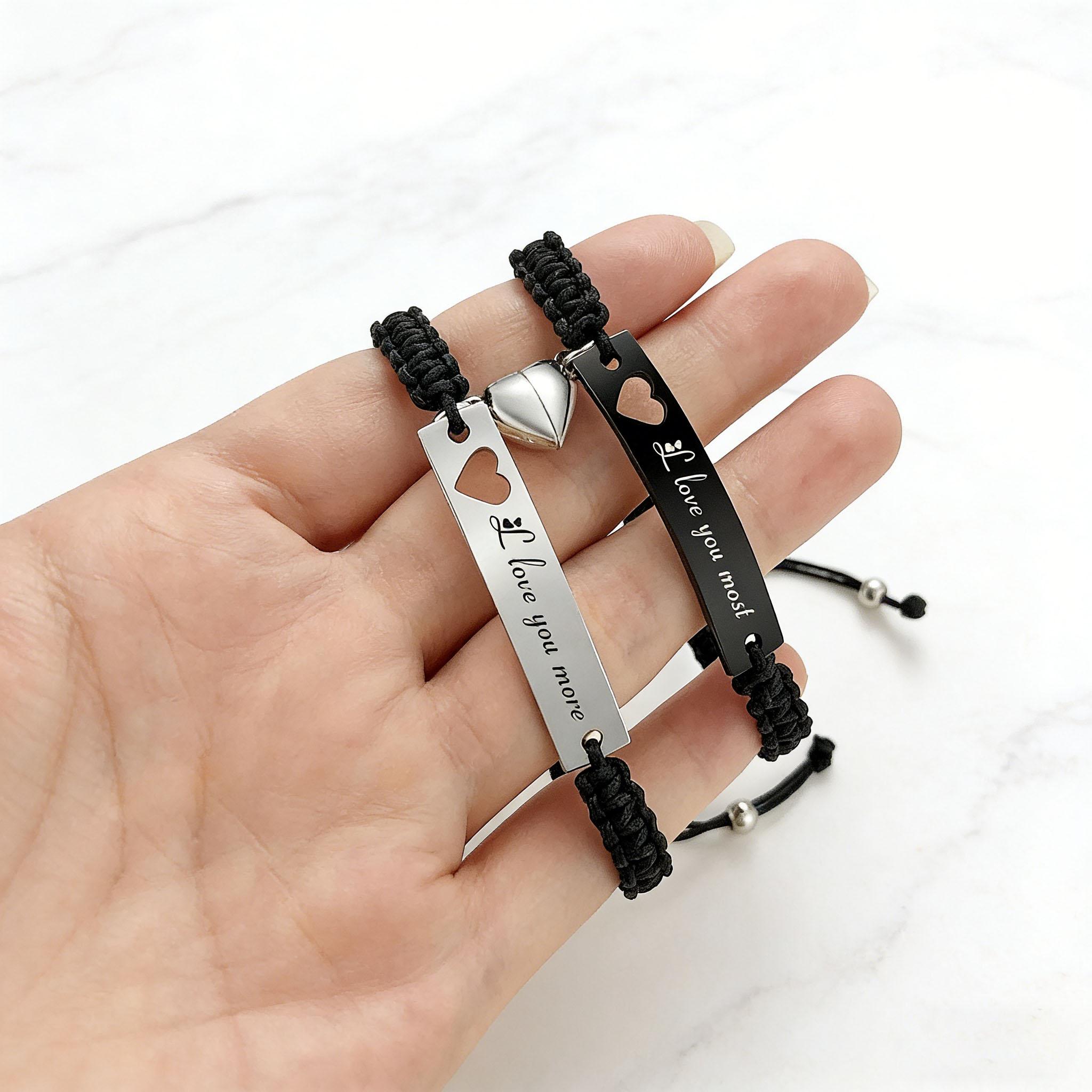 Magnetic Heart Matching Couples Bracelets - Adjustable Braided I Love My Boyfriend Girlfriend Long Distance Bracelets, Lovers His Hers Relationship Promise Bracelet Jewelry Anniversary Valentine‘s Birthday Gifts Magnetic Heart Matching Couples Bracelets - Adjustable Braided I Love My Boyfriend Girlfriend Long Distance Bracelets, Lovers His Hers Relationship Promise Bracelet Jewelry Anniversary Valentine‘s Birthday Gifts