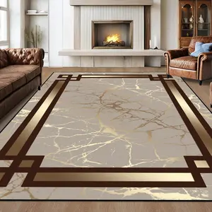 Marble Pattern Living Room Carpet, Vintage Luxurious Nordic Style Rug, Modern Home Decor Soft Plush Foot Pad, Suitable for Bedroom Hallway, Super Soft Rug