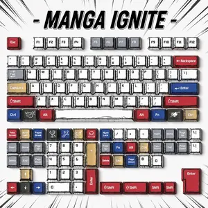 Aula Comic Style Keycaps, PBT Five-Sided Heat Transfer, Ergonomic Height Variations, High Aesthetic Appeal, Fits Multiple Keyboard Layouts