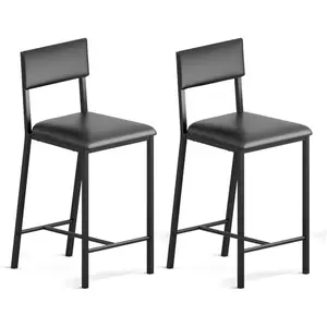Dining Chairs Set of 2 Contemporary PU Upholstered Chairs with Ergonomic Backrest Metal Legs for Home Kitchen Dining Room 330Lbs Weight Capacity