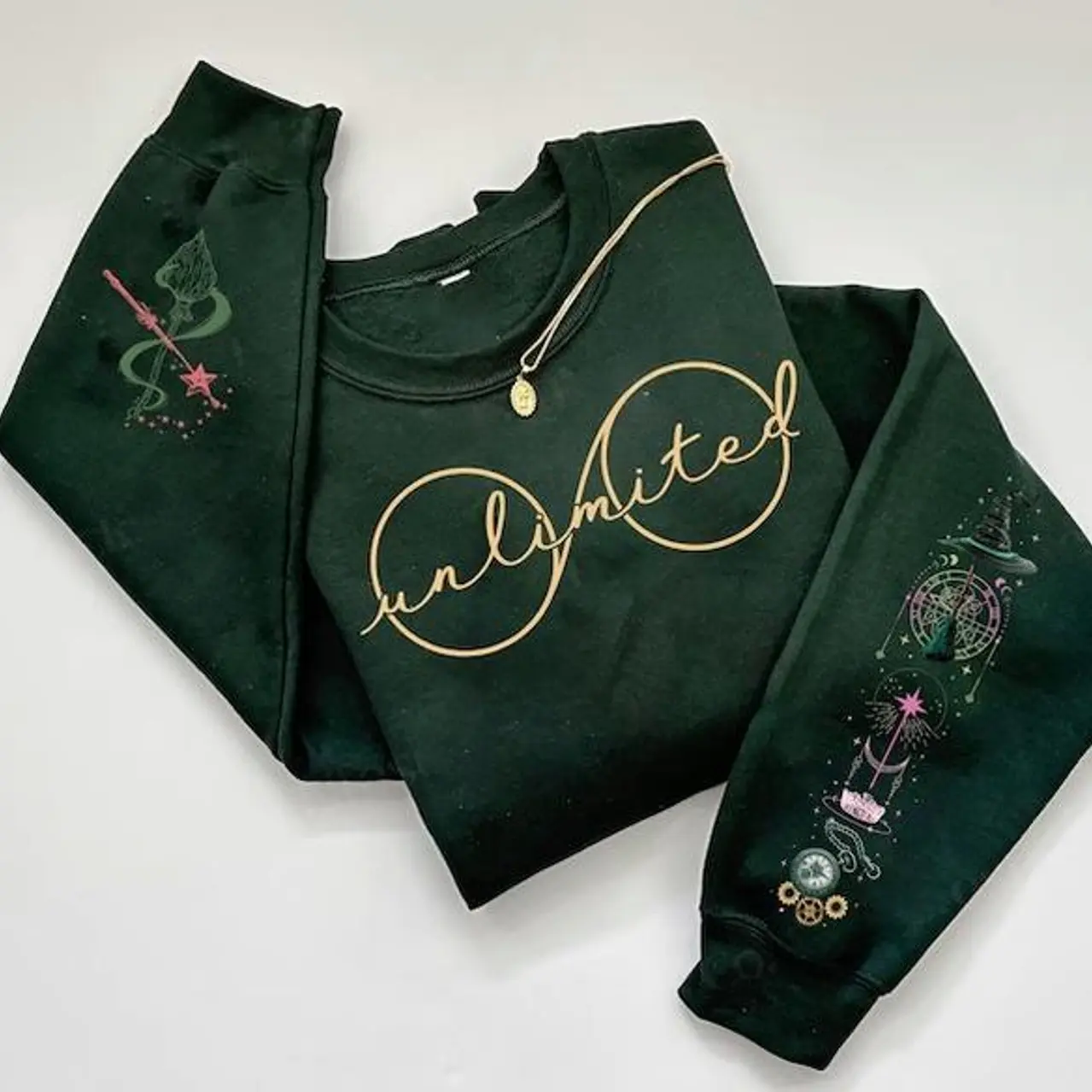 Elphaba's Glasses Hoodie/T-shirt/Sweatshirt, Unlimited Wicked Pullover, Icon of Wicked Print on the Sleeve Sweater, Wizard Movie Fan Shirt, Wicked Musical Fan Gift