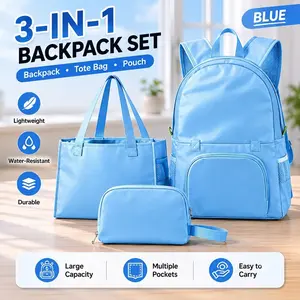 Unisex 3-Piece Convertible Set - Backpack, Chest Bag, Coin Purse with Reflective Strips, Large Capacity Functional Bag for College Students & Moms, Ideal for School Use