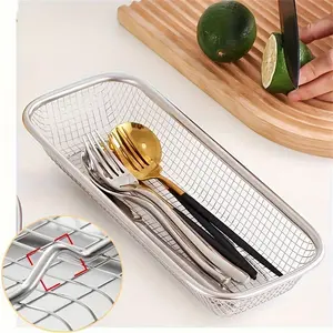 Stainless Steel Dishwasher Basket, Mesh Utensil Tray, Flatware Rack, Kitchen Organizer, Chopsticks/spoons/forks Draining Basket, Cutlery Holder, Drip Rack