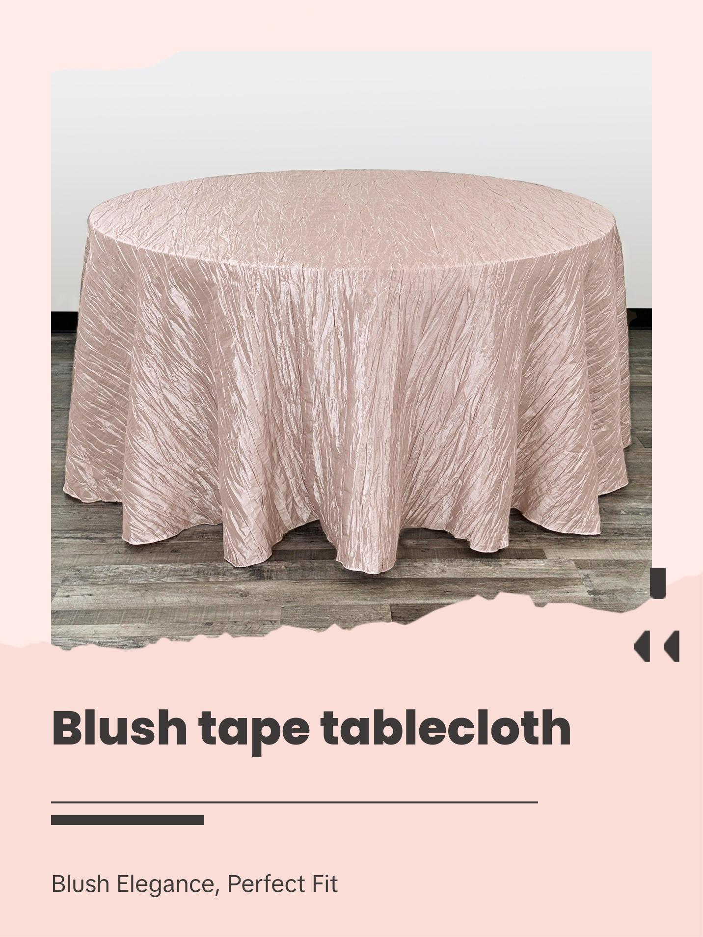 132 inch Crinkle Taffeta Round Tablecloth Blush