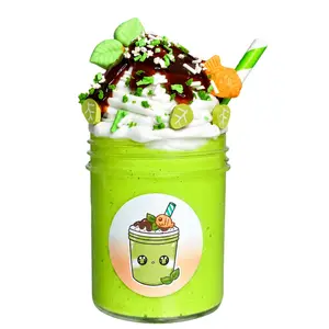 Matcha Green Tea Sundae Handmade Butter Slime – Creamy Slime with Clay Whip, Chocolate Drizzle, Charms & Sprinkles, Scented Sensory Stress Relief Toy – Hoshimi Slimes