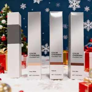 Two-In-One Color-Changing Foundation Stick, Lightweight Hydrating Moisturizing Concealer, Natural Transparent Finish, Long-Lasting, Coverage, 3 Colors Available