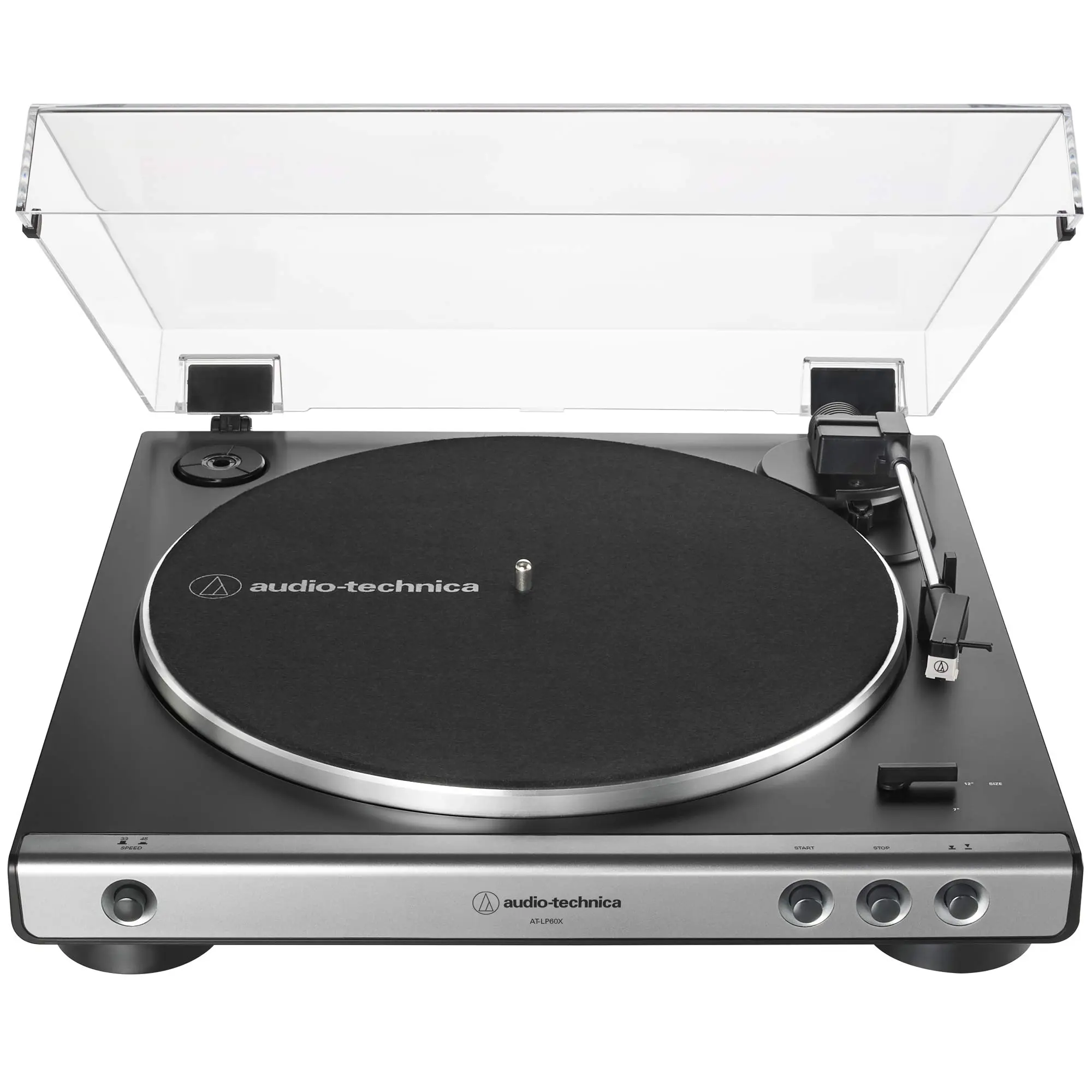Audio-Technica AT-LP60X-GM Fully Automatic Belt-Drive Stereo Turntable (Gunmetal/Black) for Collectibles, High-Fidelity Audio, 33-1/3 and 45 RPM Vinyl Records, Dust Cover, Anti-Resonance, Die-Cast Aluminum Platter, Built-In Switchable Phono Preamplifier,