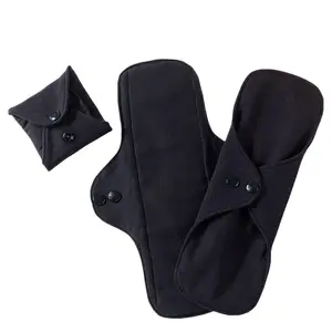 Black pure cotton washable reusable sanitary pads, menstrual pads, maternity and elderly sanitary pads, urine pads, Absorbent Reusable Pads