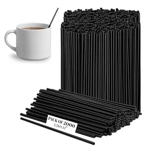 Plastic Coffee Stirrers, 2000ct, 5.5" - Plastic Coffee Straws, Drinks and Coffee Stir Sticks, Cocktail Swizzle Sticks, Disposable Stir Sticks, Drinking Straws for Coffee & Cocktails (Black)
