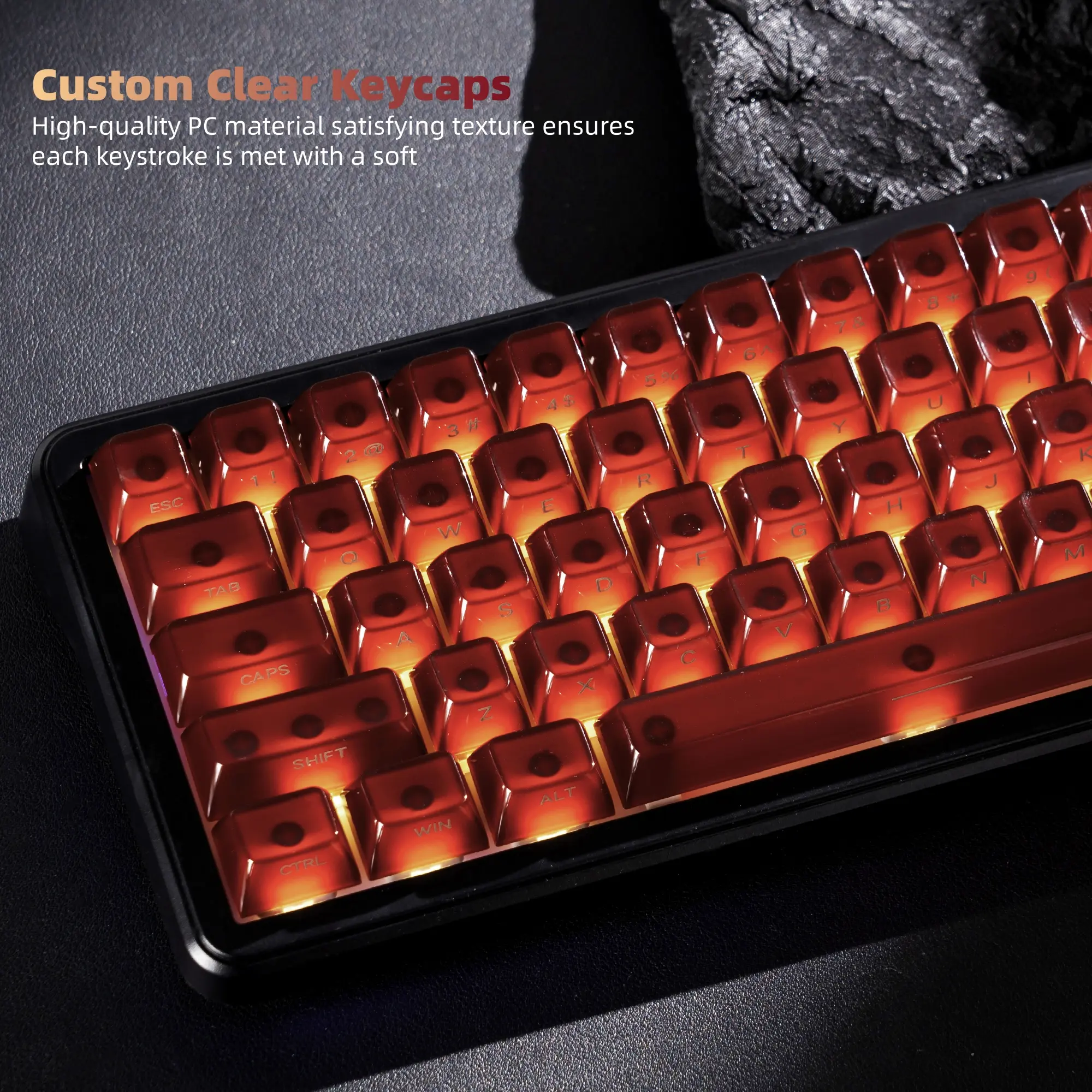 Womier Cute Jelly Keycaps , Transparent Clear Custom Key Cap Set for All US Layout Cherry MX, Mechanical Keyboards