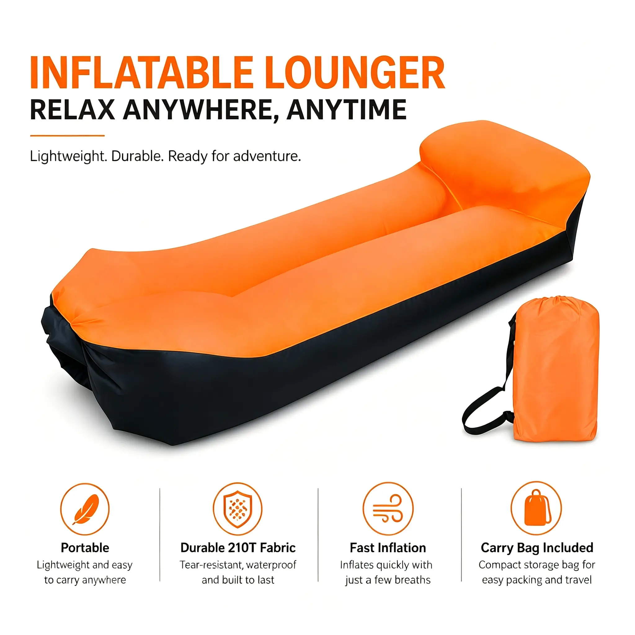 Ultimate Inflatable Air Sofa – Perfect for Music Festivals, Beach Parties, Camping & Outdoor Movies. Lightweight Air Sofa with Fast Setup – Ideal for Lawn, Hiking & Summer Events