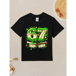 67 Six Seven St Patrick-s Day Baseball Ice Cream Drip Novelty Awesome Graphic Kid T-Shirt Casual Kid T Shirts Trendy Cool Tops Tees for Kid