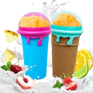 Bundle Sets of 2 Slushie Maker Cup, 500ML Large Magic Quick Frozen Slushy Cup Cooling Cup Squeeze Cup Slushie Maker, Homemade Milk Shake Ice Cream Maker Turn any Drinks into Slushie