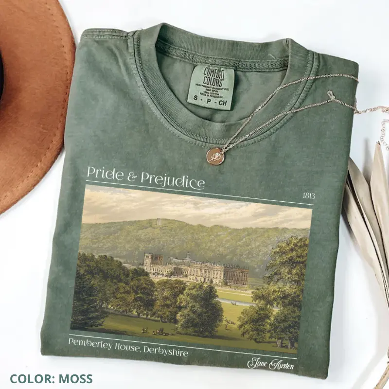 Comfort Colors Pride and Prejudice T-Shirt, Classic Book Shirt Aesthetic Tee, Oversized Cotton T-Shirt, Retro Women Tee