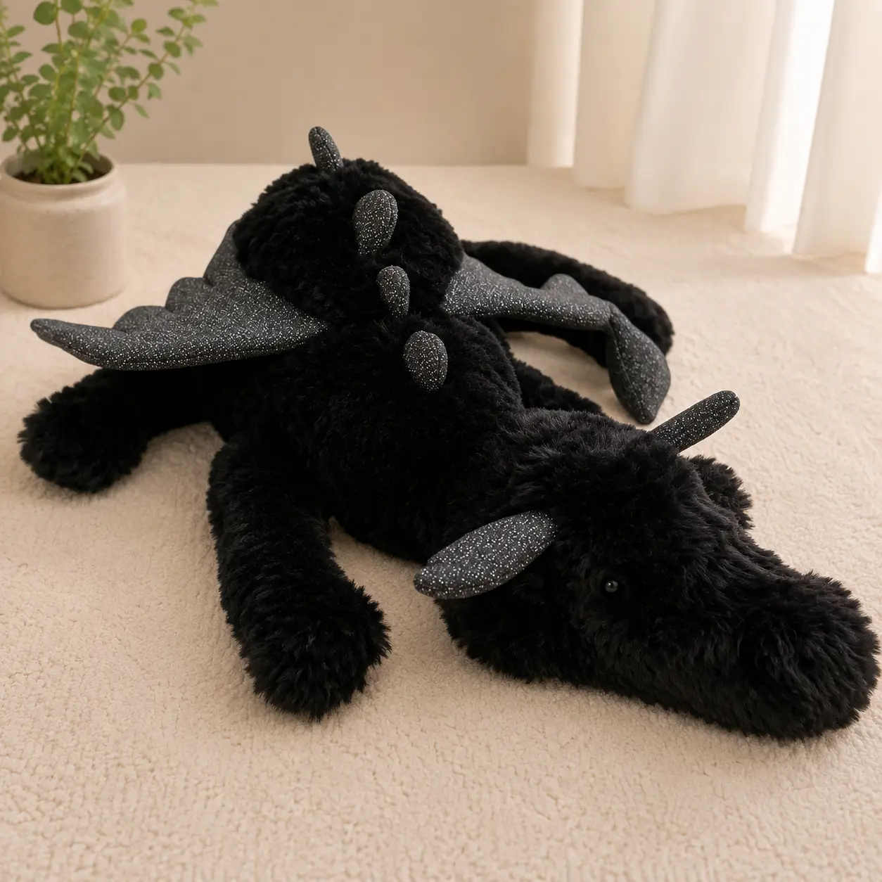 Jellycat Onyx Dragon Stuffed Animal, Medium 19.7 inches - Mythical Black Plush Toy - Classic Children's Gift - Cozy Collectible Decor