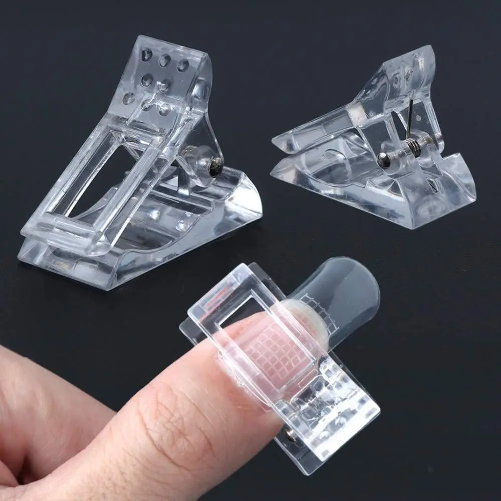 10 Transparent Clear Plastic Nail Crystal Clips, Gel Extension Nail Holder, Essential Tools for Nail Artists, Fixed Light Therapy Nails, Manicure, Nail Tech Supplies