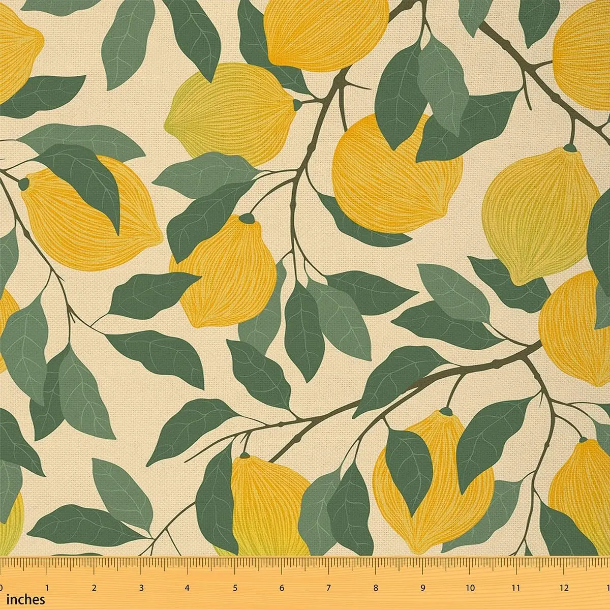 Feelyou Vibrant Lemon Print Tropical Waterproof Durable Upholstery Fabric - 1 yd DIY-Friendly Colored Synthetic Woven Textile for Sewing, Summer Vacation Decor, Durable Fabric, Colored Synthetic Fabric