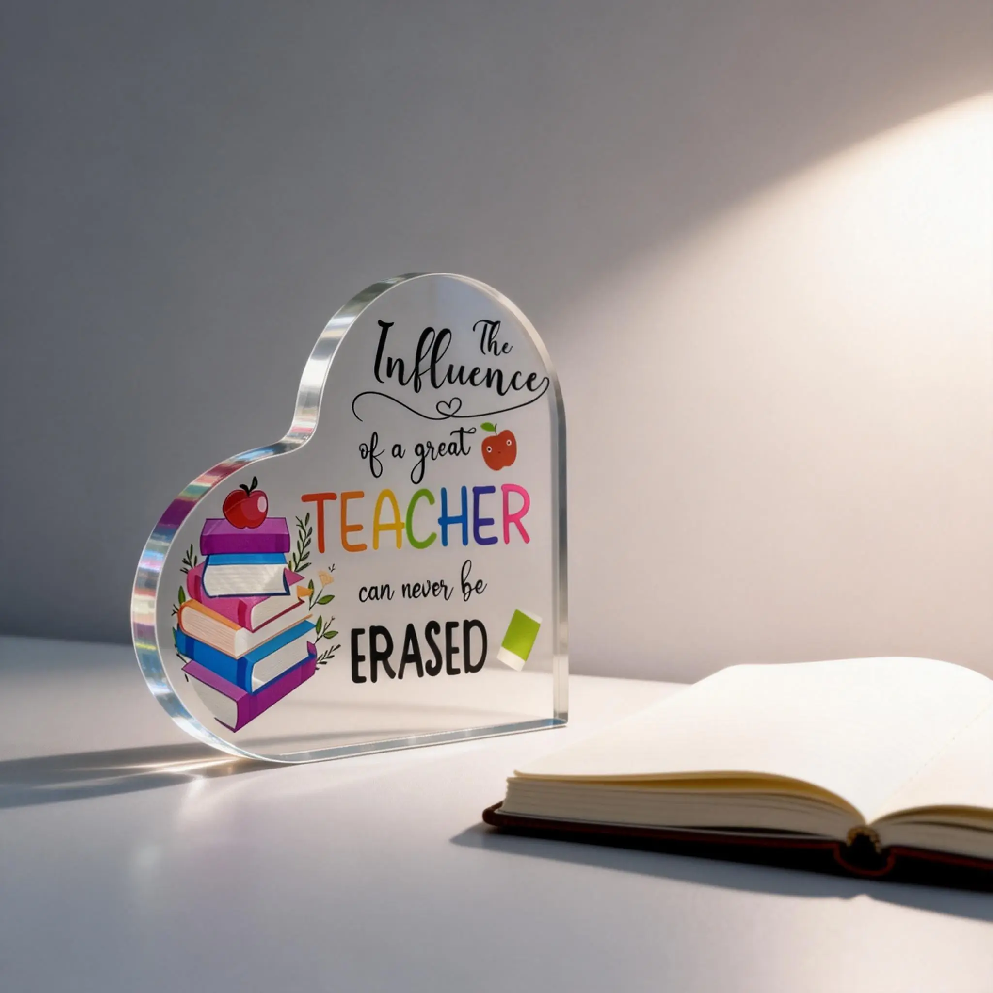 Glossy Fade-Resistant Waterproof 3.94x3.94" Acrylic Decorative Plaque - Erased Design Affirmational Quote Speciality Plaques & Signs, Meaningful Teacher Gift, Desk Display, Home Office Decoration (Mid-Year Sale)