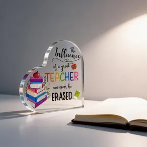 Glossy Acrylic Plaque Sign - Erased Design Teacher Appreciation Gift, Inspirational Keepsake for Teacher Desk Decor, Summervibes Classroom Thank You Sign