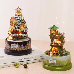DIY Miniature Rotating Music House — Creative Handcrafted Assembly Model | Miniature Life Scene Ornament | Fairytale Scene Replica | The Perfect, Warm, and Soothing Gift Choice