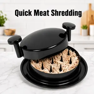 MIUVA Chicken Shredder Tool & Picadorade Carne, Manual Meat Shredder with Easy-Grip Handles & Non-Skid Base, Dishwasher Safe Meat Shredder for Chicken, Pork, Beef, Tuna & Meal Prep, Black