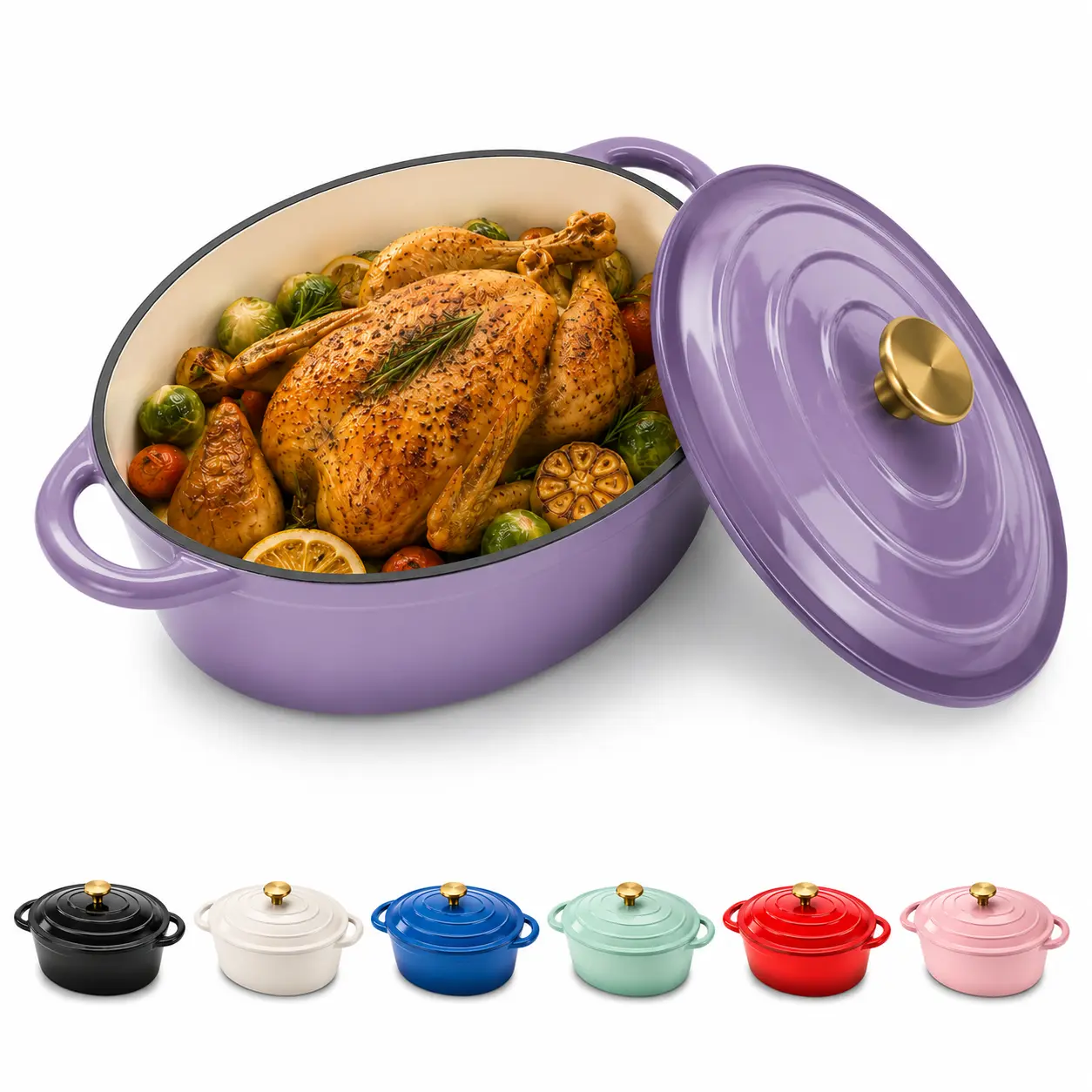 4.5QT Enameled Cast Iron Dutch Oven with Lid - Kitchen Cookware Pots for Stews, Baking, Outdoor Use,home essentials
