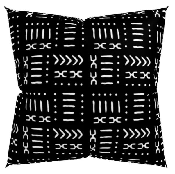 Black Mud Cloth Pattern Throw Pillow With Insert