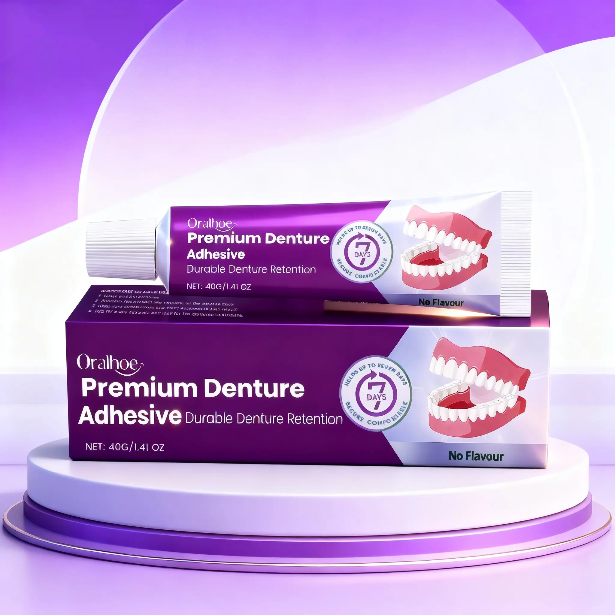 Natural Fit Comfortable Denture Adhesive, Enhances Smile Aesthetics, Secure Hold for False Teeth, Oral Care Essentials, Dentures Adhesive