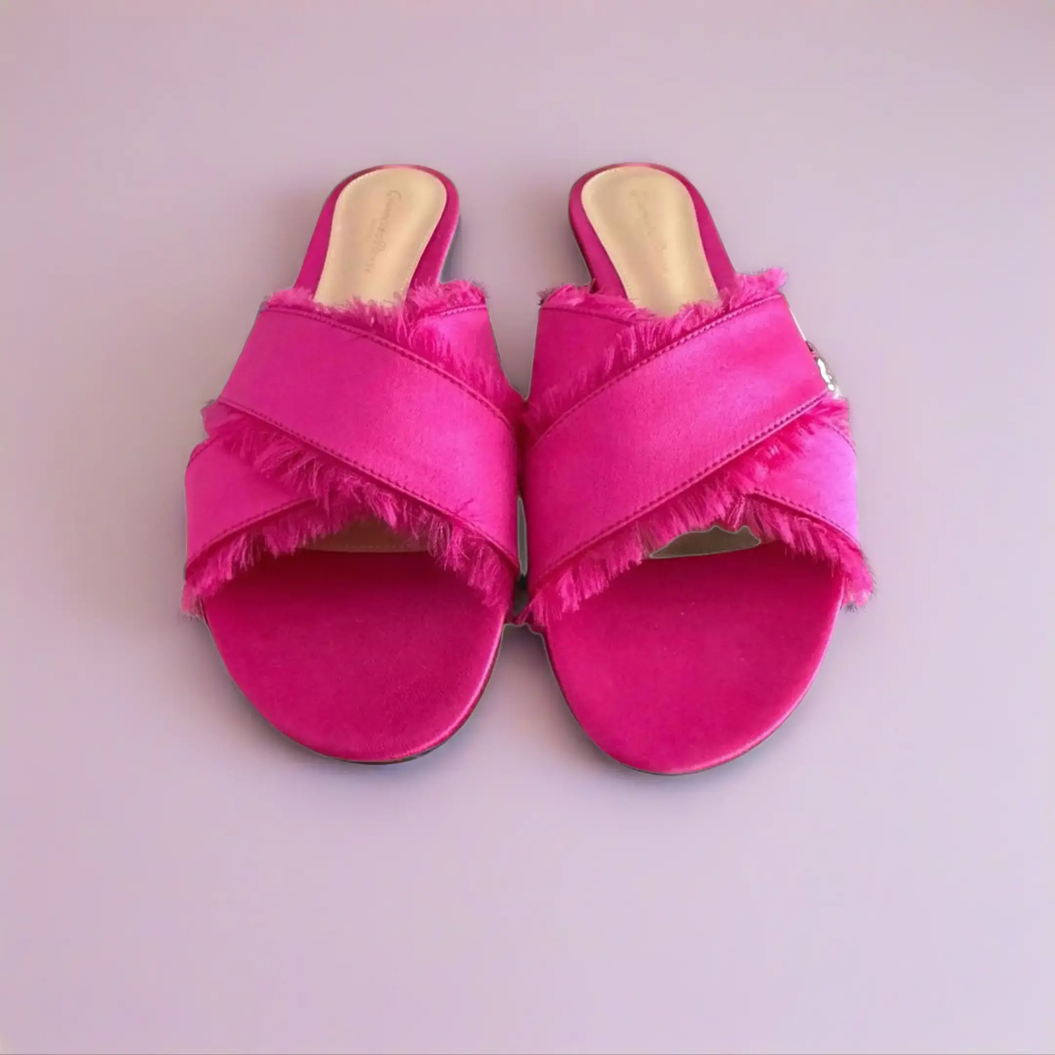 Gianvito Rossi Pink Velvet Fringe sandal slides for Women size 9 - Comfortable & Stylish Summer Footwear