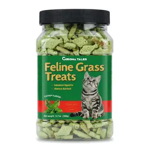 AegisBlend Cat Grass Treats, Natural Healthy Calming Cat Snacks with Organic Catnip, Effective Hairball Removal & Digestive Support, Dental Care, Fortified with Vitamins for All Cats