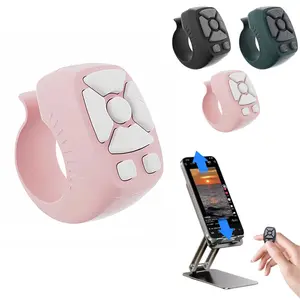 Fingertip Wireless Bluetooth Remote Control with Scroll Ring for iPhone & Android Automatic Scrolling Ring Page Turner Remote Camera Video Recording Pink - Smartphone Connection