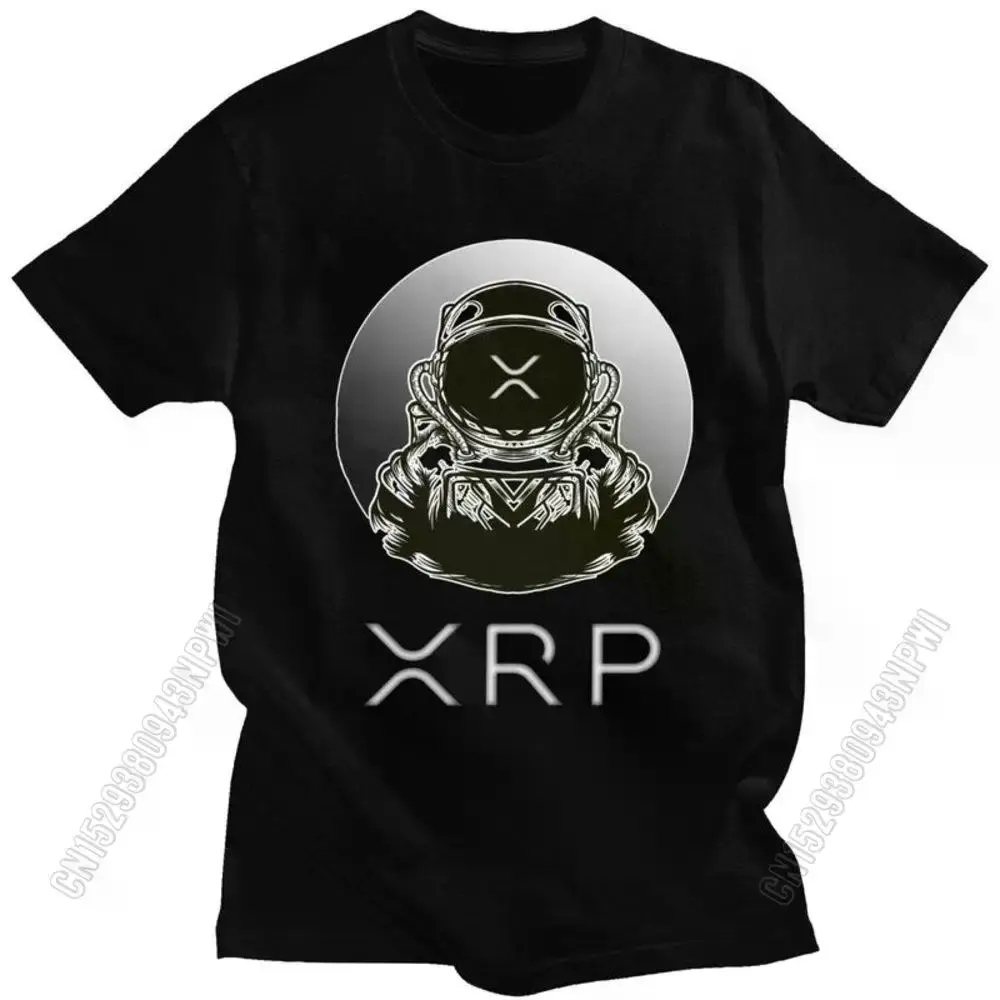 Men's Cotton Ripple XRP To The Moon Biker T-Shirt, Classic Casual Menswear Urban Streetwear Top, High-Quality Fabric Bitcoin Gift Tee